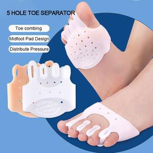 Séparateur d'orteils à cinq trous respirant absorbant les chocs Massage anti-pression avant-pied <span class=keywords><strong>Orthèse</strong></span> <span class=keywords><strong>Hallux</strong></span> <span class=keywords><strong>Valgus</strong></span> demi-taille - Product Image 5