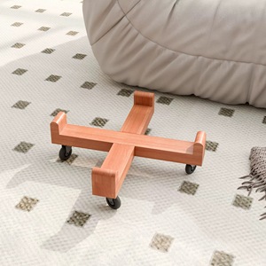 Étagère de rangement en bois en forme de croix avec roulettes pour empiler tabourets et pantoufles, type sur pied - Product Image 3