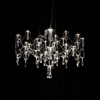 Lustre en cristal français LED 3000K, contrôle Tmall Elf, carré, en acier inoxydable, luminaire de luxe pour salon et mobilier d'intérieur