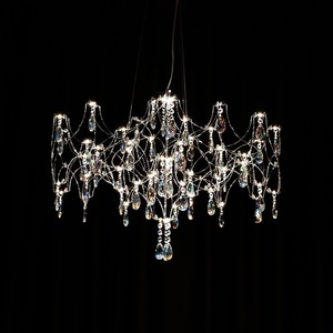 Lustre en cristal français LED 3000K, contrôle Tmall Elf, carré, en acier inoxydable, luminaire de luxe pour salon et mobilier d'intérieur - Product Image 1