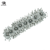 Rayo Applique florale 3D en strass et dentelle, à coudre, ornée de perles de cristal, pour robe de mariée, ceinture et coiffe