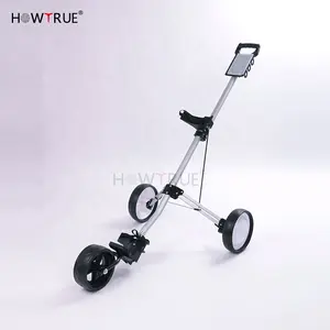 HOW TRUE High Quality Trundler Solid And Light Weight Aluminum Golf Trolley Good Service Curved 3 Wheel Golf Push Cart