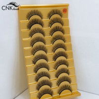 Faux cils en vison naturel faits à la main emballage personnalisé cils de cheveux synthétiques moelleux
