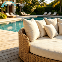 Chaise longue moderne en aluminium et rotin PE SR, écologique, pliable, portable, pour l'extérieur, le bord de la piscine, avec coussins, pour la chambre à coucher, les hôtels