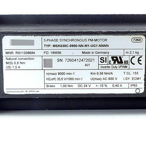 ใหม่เอี่ยม 100% ของแท้ MSK030C-0900-NN-M1-UG1-NNNN เซอร์โวมอเตอร์แบบซิงโครนัส 0.8 นิวตันเมตร 9000 รอบต่อนาที - Product Image 5