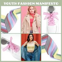 Lacets plats en satin de polyester doux de 1,5 cm de large, paire, motif écossais coloré, sportifs pour baskets femme