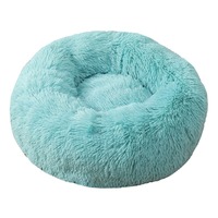 Nouveau style de lit pour animaux de compagnie portable pour canapé, mignon, super doux, rond, lavable, en peluche moelleuse, forme beignet, maison pour chat en velours, pour l'hiver