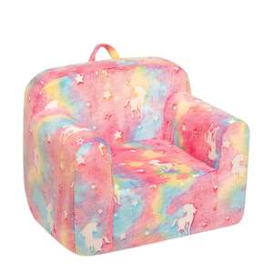 Fauteuil pour bébé en mousse haute densité qui brille dans le noir, fauteuil de lecture portable pour tout-petits avec housse en sherpa amovible et lavable - Product Image 1