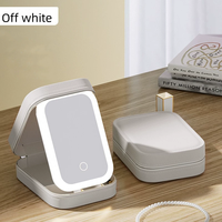 Miroir intelligent LED portable avec boîte de rangement pliable, personnalisable et multifonctionnel pour filles, chambre à coucher, dortoir, voyage