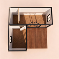 Maison Modulaire Préfabriquée Rectangulaire en Panneaux Sandwich Cannelés Verticaux Noir Mat, Cabane de Vacances Intégrée avec Salon, Hôtel