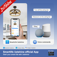1stshine 19 "Cage Small Low Profile Remote Rustic Bladeless Ventilateur de plafond avec lampe