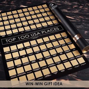 Top 100 Usa Places Scratch Off Travel <b>Poster</b> Black Frame Wall Decor Modern Design Rectangle Paper <b>Poster</b> - Product Image 2