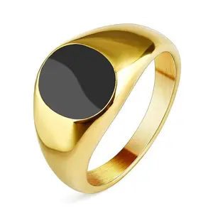 Wholesale Fashion Jewelry Black Male Rings Stainless Steel Jewelry Finger Ring Steampunk Enamel Men Ring