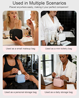 Petite trousse de maquillage personnalisée à double fermeture éclair, sac de voyage mignon pour cosmétiques, organiseur de toilette portable pour sac à main, usine OEM ODM