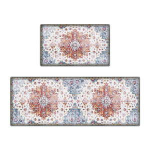 PVC <b>Kitchen</b> Floor <b>Mat</b> Set <b>Waterproof</b> Anti Slip Rectangle Floral Print Washable Oil Proof For <b>Kitchen</b> Use - Product Image 5