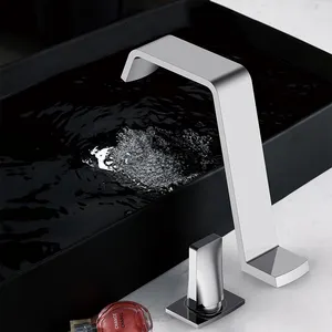 Manico singolo rubinetto lavabo nero 2 fori rubinetto del bacino montato per bagno lavandino rubinetto