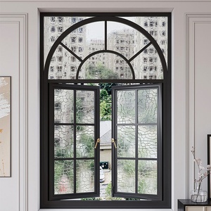 Design moderno finestra rotonda modelli in lega di alluminio stile francese finestre ad arco a battente per ville altre finestre