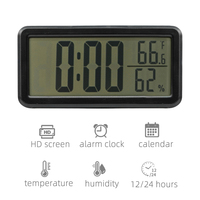 Reloj de Escritorio Digital para Interiores, Calendario, Termómetro, Higrómetro, Pantalla LCD, Medidor Electrónico de Temperatura y Humedad con Retroiluminación