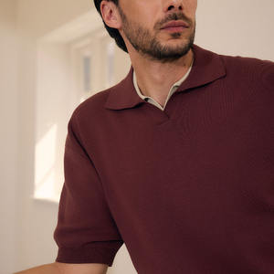 Da uomo in cotone 100% Slim Fit manica corta <span class=keywords><strong>a</strong></span> <span class=keywords><strong>coste</strong></span> per <span class=keywords><strong>Polo</strong></span> leggero abbottonless abbottonatura tinta unita per Golf - Product Image 2