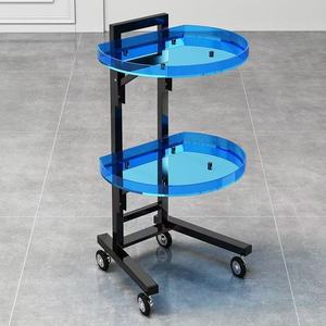 Black 2 Tier Height Adjustable Salon <b>Trolley</b> Silent Rolling Wheels Barber <b>Tool</b> Storage Cart For Hair Nail Beauty Salon SPA Use - Product Image 4