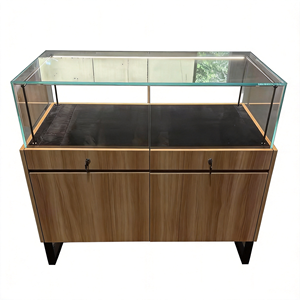 <span class=keywords><strong>Vitrine</strong></span> à bijoux élégante en <span class=keywords><strong>bois</strong></span> de style mid-century avec poignées dorées, <span class=keywords><strong>vitrine</strong></span> en verre plat de qualité supérieure pour magasin de bijoux haut de gamme - Product Image 5