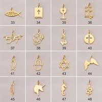 Pendentifs personnalisés Jietao en acier inoxydable plaqué or 14K PVD, 156 modèles : Croix, Soleil, Lune, Patte, Mauvais œil, Fruit, Nœud, pour collier et bracelet