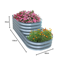 Jardinière surélevée modulaire en métal ondulé en forme de D de 17 pouces de haut, Huizhou Green Giant, pour le jardin, 130x60x43cm