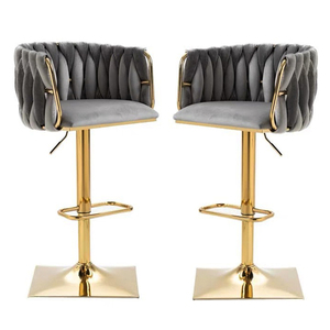 Chaise <span class=keywords><strong>de</strong></span> <span class=keywords><strong>bar</strong></span> pivotante en métal, style nordique, moderne, pour la maison, ensemble <span class=keywords><strong>de</strong></span> meubles, tabourets <span class=keywords><strong>de</strong></span> <span class=keywords><strong>bar</strong></span> <span class=keywords><strong>de</strong></span> luxe en bois, velours, cuir, doré pour cuisine - Product Image 2