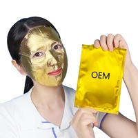 Masque en tissu végétalien anti-rides, raffermissant, liftant et éclaircissant à l'or 24 carats avec acide hyaluronique, format voyage, vente en gros, marque privée OEM