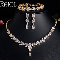 RAKOL SP3386 haute qualité boucles d'oreilles collier bague bracelets ensemble de bijoux zircon cubique ensembles de bijoux de mariage
