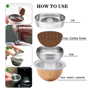 <span class=keywords><strong>Capsule</strong></span> de café rechargeable en acier inoxydable compatible avec les dosettes réutilisables Vertuoline - Product Image 5