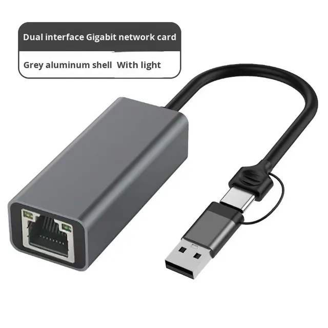 USB to Ethernet Adapter Set-USB a USB C Dual Head for Laptop/Desktop Wired Stable Gigabit Network 1000Mbps in Stock