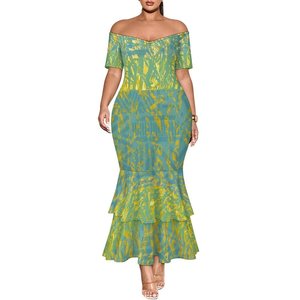Samoan Tribal Design Femmes Robes À Manches Courtes Impression Polynésienne Vêtements Sexy et Moulant <span class=keywords><strong>Robe</strong></span> Sirène - Product Image 4