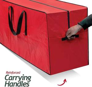 ถุงเก็บต้นคริสต์มาสผ้าโพลีเอสเตอร์แบบพับได้ (สีแดง) - Product Image 5