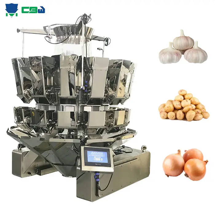 Máquina de envasado totalmente automática de 14 cabezales, peso de cebolla, patata, zanahoria, 500g-3kg, pesador multicabezal