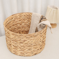 Panier de rangement multifonctionnel en jonc de mer naturel écologique, forme ronde, avec poignées, pour articles divers