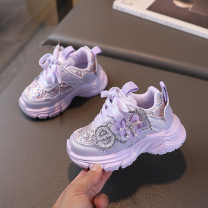 Chaussures de marche unisexes pour bébé, motif floral à paillettes, tige en PU, coton, antidérapantes - Product Image 3