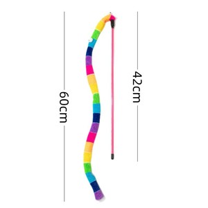Juguete para Gatos con Varilla de Plástico de 42 cm, Peluche de Oruga Arcoíris - Product Image 4