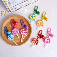 Bonbons alimentaires porte-clés belle arc-en-ciel sucette porte-clés polymère argile ornements sac pendentif résine porte-clés acrylique sucette porte-clés