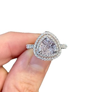 European American Style Luxury <b>Simulated</b> <b>Diamond</b> Ring Geometric Cubic Zirconia Women's Engagement Proposal Ring White Gold Pave - Product Image 5