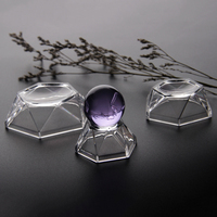 Support de sphère en acrylique PS de luxe, fabrication directe, 6*5*2.2cm, base de support pour boule de verre, épaisseur 2mm, couleur transparente, présentoirs faciles à utiliser