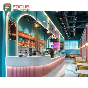 Custom Coffee Merchandise Display Rack Laminate Wood Finish Coffee Bag Display Area Cafe <b>Shelf</b> Display Rack - Product Image 5