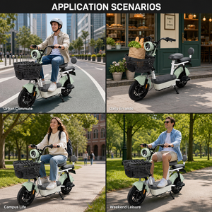 Bicicleta Eléctrica <span class=keywords><strong>Ligera</strong></span> para Recorridos Cortos, Scooter Eléctrico Portátil de Doble Asiento para Compras Diarias - Product Image 2