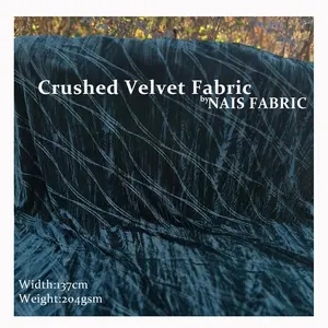 high quality green thick winter ombre crushed velvet polyester arabic fabrics for clothing