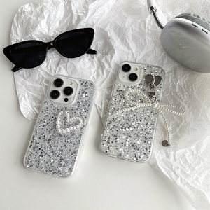 Ốp điện thoại nữ phong cách Hàn Quốc, hình bướm ngọc trai, mặt dây chuyền hình trái tim lấp lánh, dành cho <span class=keywords><strong>iPhone</strong></span> 16 Promax 17 Pro 16 15 14 13 - Product Image 2