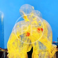 Personnalisable PVC Transparent LED Allumé Gonflable Ballon Humain Gonflable Embrasser Modèle Public Art Installation pour la Publicité