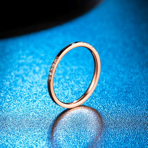 Rose Gold Diamond <b>Ring</b> 2mm Zircon Set <b>Titanium</b> Steel Women's Pinky <b>Ring</b> Everyday Wear - Product Image 3