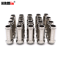 Écrou de roue automobile M12x1.5mm en alliage de titane Ti-6Al-4V Gr.5, avec extrémité à rainures ouvertes, cône hexagonal de 17mm, couleur titane naturel