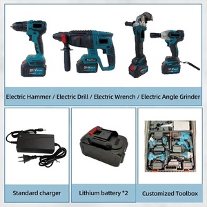 PEXCRAFT Kit di Utensili Elettrici Senza Fili 4 Pezzi: Martello Elettrico, Smerigliatrice Angolare, Trapani, Chiave con Batteria al Litio - Product Image 5
