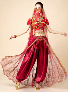 Robe de danse du ventre sexy pour femmes adultes, longue, ajustée, style <span class=keywords><strong>sari</strong></span>, pour spectacle indien/bollywoodien - Product Image 4